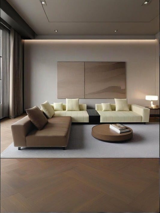 Piano Genuine Leather Oversized Adjustable Modular Sofa with Piano Key Cushions | 1045-352