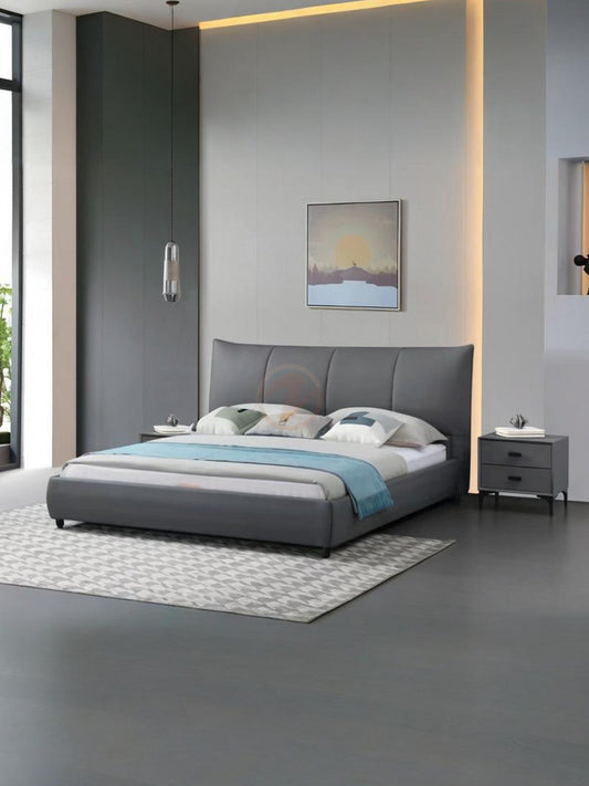 【Free Bedside Table x 2】BORAGE Genuine Leather Bed Frame | Bedside Table | Queen | King |T-1005