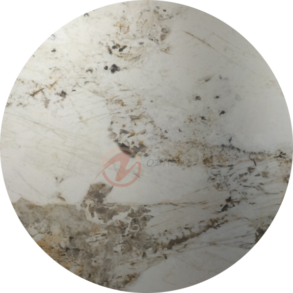 AMAURY Travertine Tabletop, Sculptural Base with Optional Lazy Susan | Dining Table | Round Table | Lazy Susan | 9059