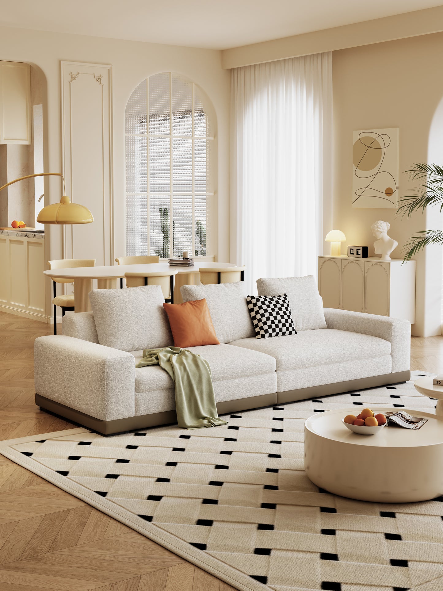 【Pre-Order】 ASGER Special Edition Grey Textured Cotton-Linen Three-Seater Sofa 255cm | 1049-255