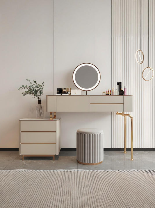 TRAGO PLUS Italian Luxury Rock Slate Vanity Table with Storage Cabinet – 6042