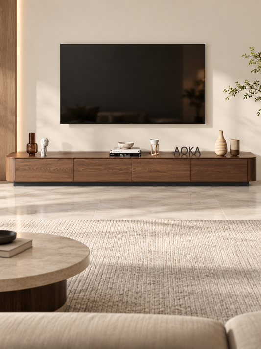 CALLIOPE Walnut Finish Parquetry TV Unit – 240cm | 2065