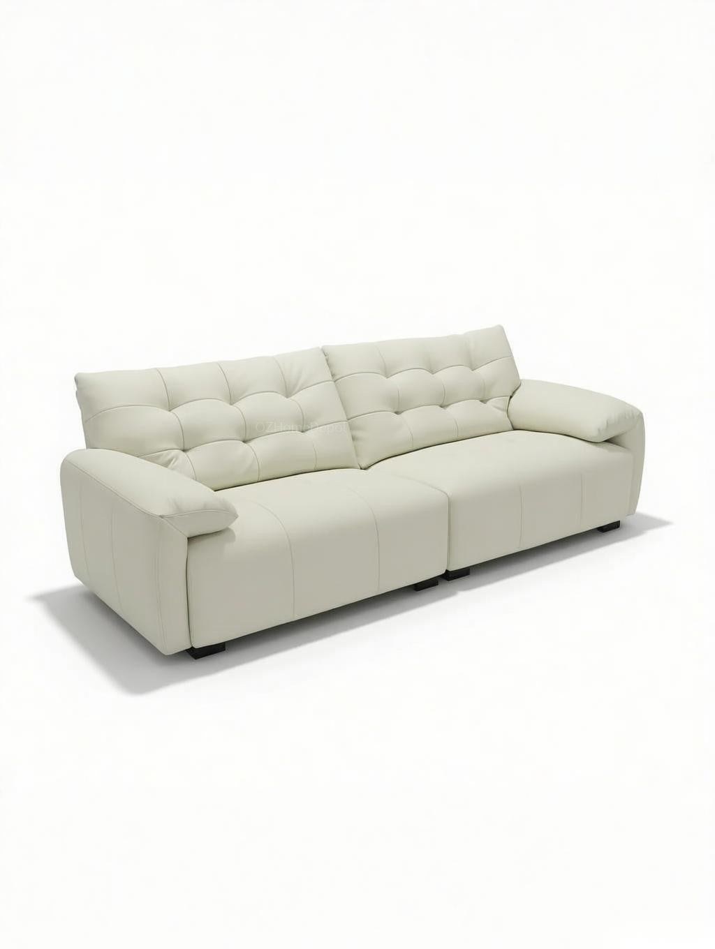 SNOW FLUFF Brown Genuine Leather 3-Seater Sofa 260cm | Modern French Tufted Long Sofa | Premium Leather Couch Australia