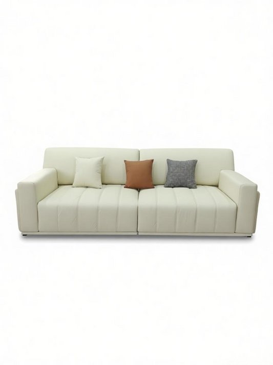 SKANDI Comfortable Cat-Scratch Fabric 3-Seater Sofa 260cm | Premium Beige Grey Sofa Melbourne | OZHomeDepot