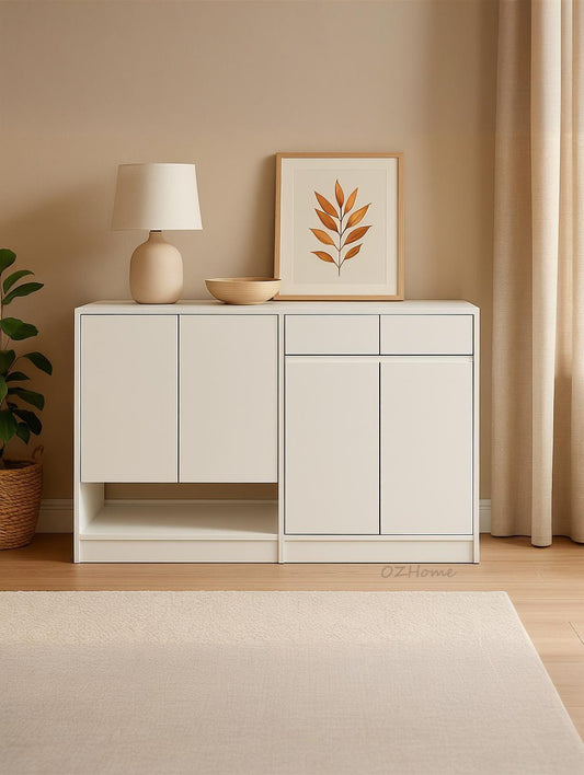 OTTO Minimalist White Shoe Cabinet – AB Double-Door Combo