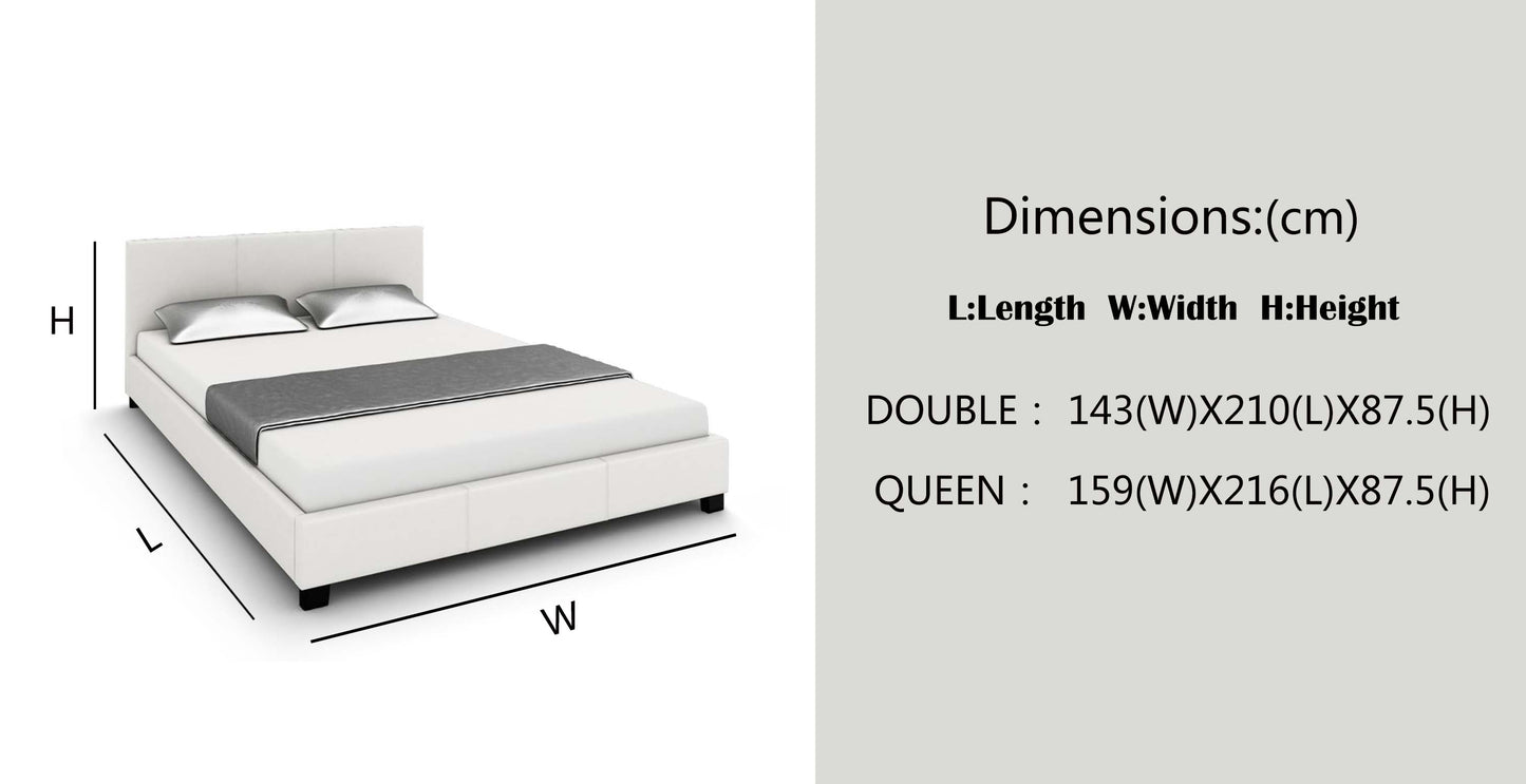 NEO Modern Design PU Leather Bed Frame White Double | Queen