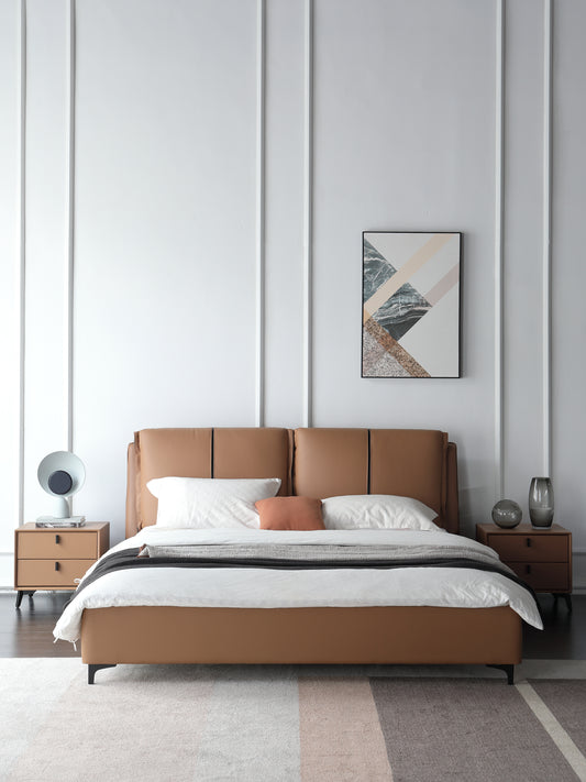 ALESSANDRO luxurious Leather Bed Frame King & Queen Size / Carbon steel legs 0034