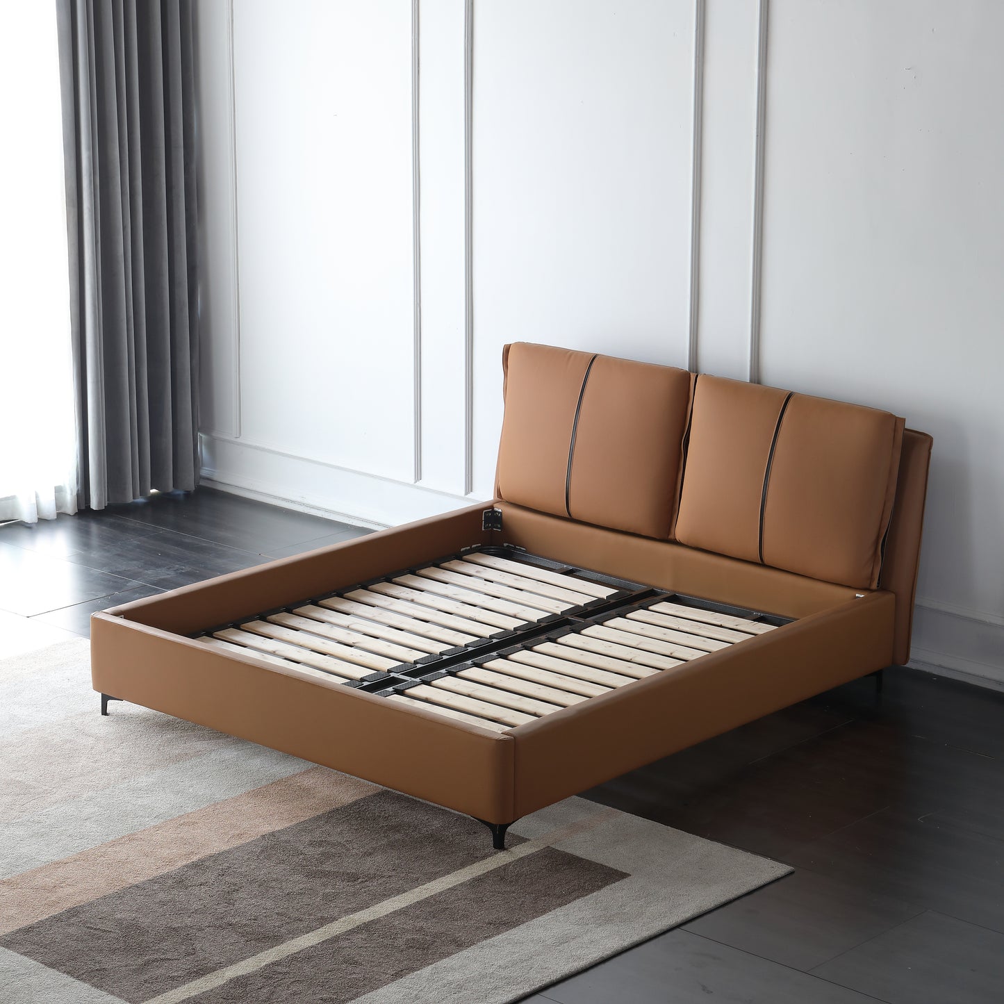 ALESSANDRO luxurious Leather Bed Frame King & Queen Size / Carbon steel legs 0034