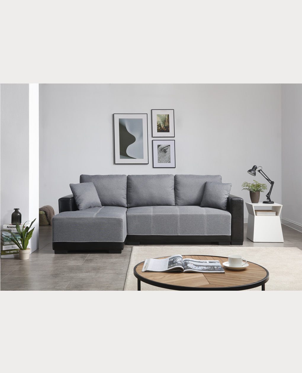 grey leather chaise lounge