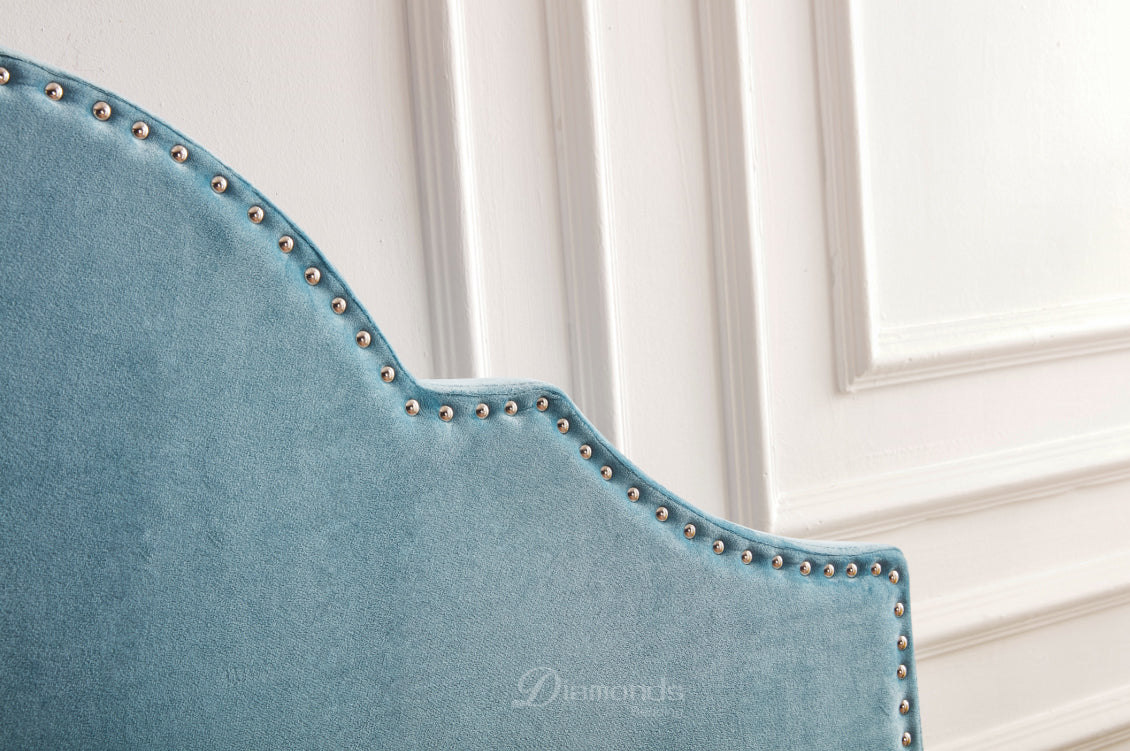 AQUA Velvet Upholstered Bed Frame Queen Size