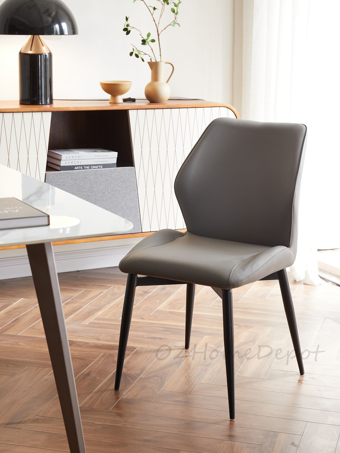 Daxia Luxury PU Leather Dining Chair set of 2 /Nordic/Comtemporary/Grey/Orange