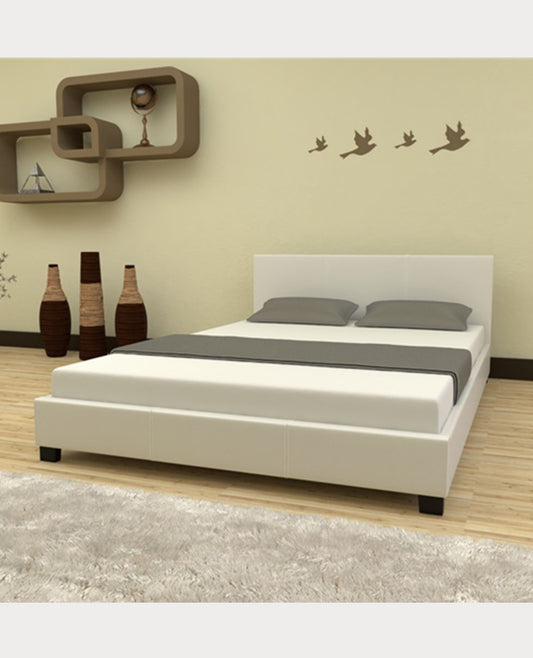 NEO Modern Design PU Leather Bed Frame White Double | Queen
