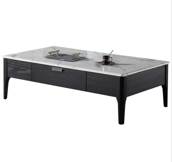 ACHER Mordern/ luxury Coffee Table-130cm White Marble Top/Wood legs./Industrial