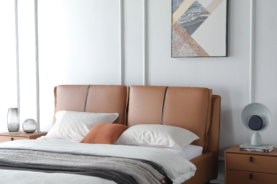 ALESSANDRO luxurious Leather Bed Frame King & Queen Size / Carbon steel legs 0034