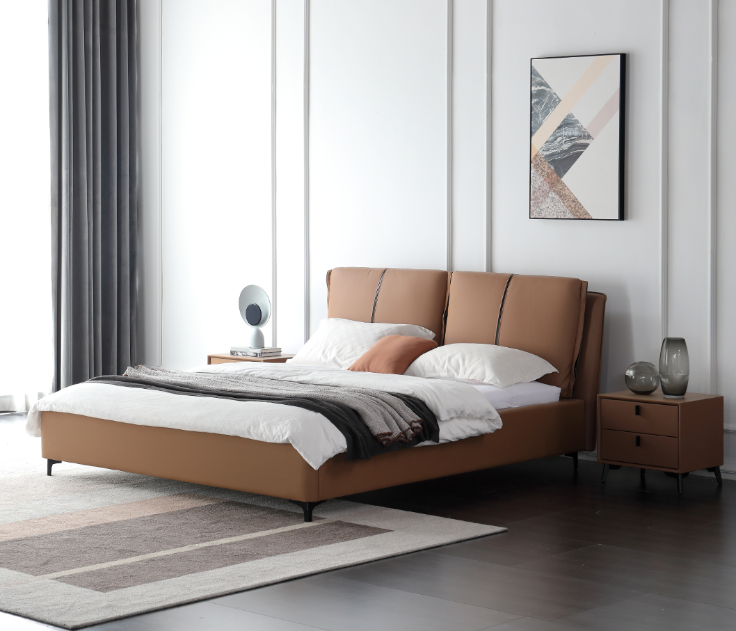 ALESSANDRO luxurious Leather Bed Frame King & Queen Size / Carbon steel legs 0034