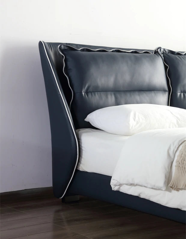 LORANCE Luxurious Leather Bed Frame Queen/premium quality calf leather/ Carbon steel legs/King/
