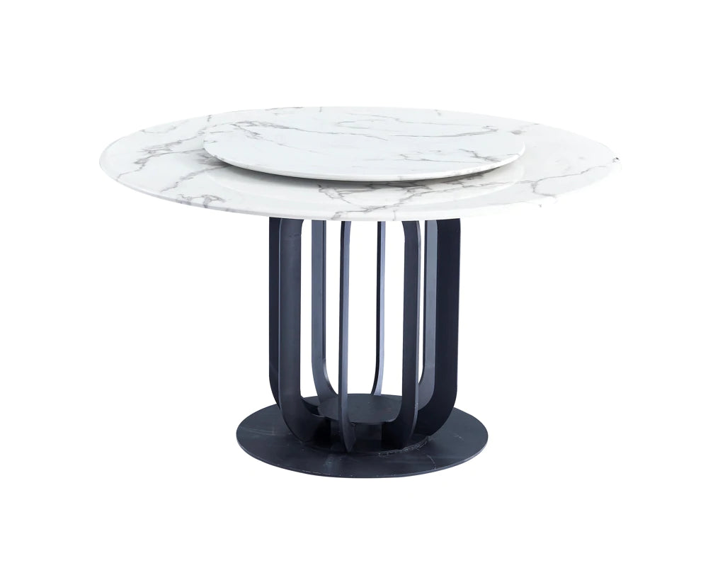CAIO Marble top round dining table with steel legs