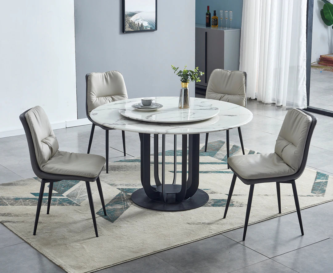 CAIO Marble top round dining table with steel legs