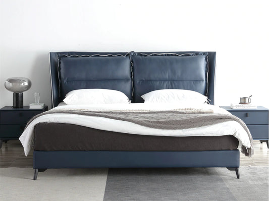 LORANCE Luxurious Leather Bed Frame Queen/premium quality calf leather/ Carbon steel legs/King/