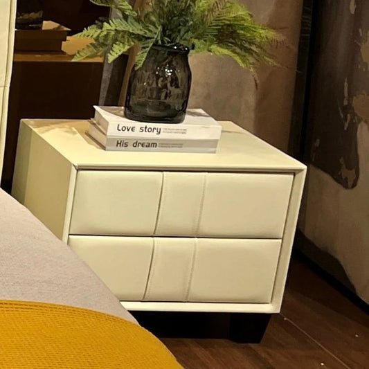 Foggle Leather Bed Side Table/Nightstands/Brown/Creamy