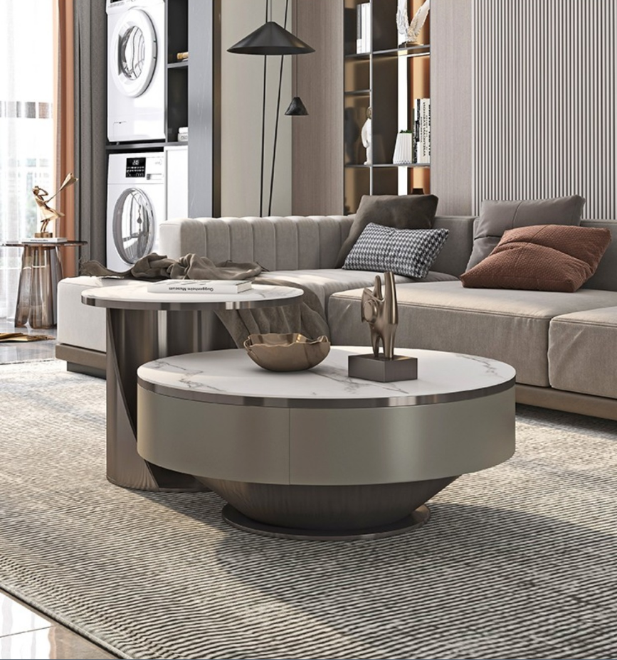 Berkley Nesting Sintered Stone Top Coffee Table Set | Glossy Ceramic top | Luxury