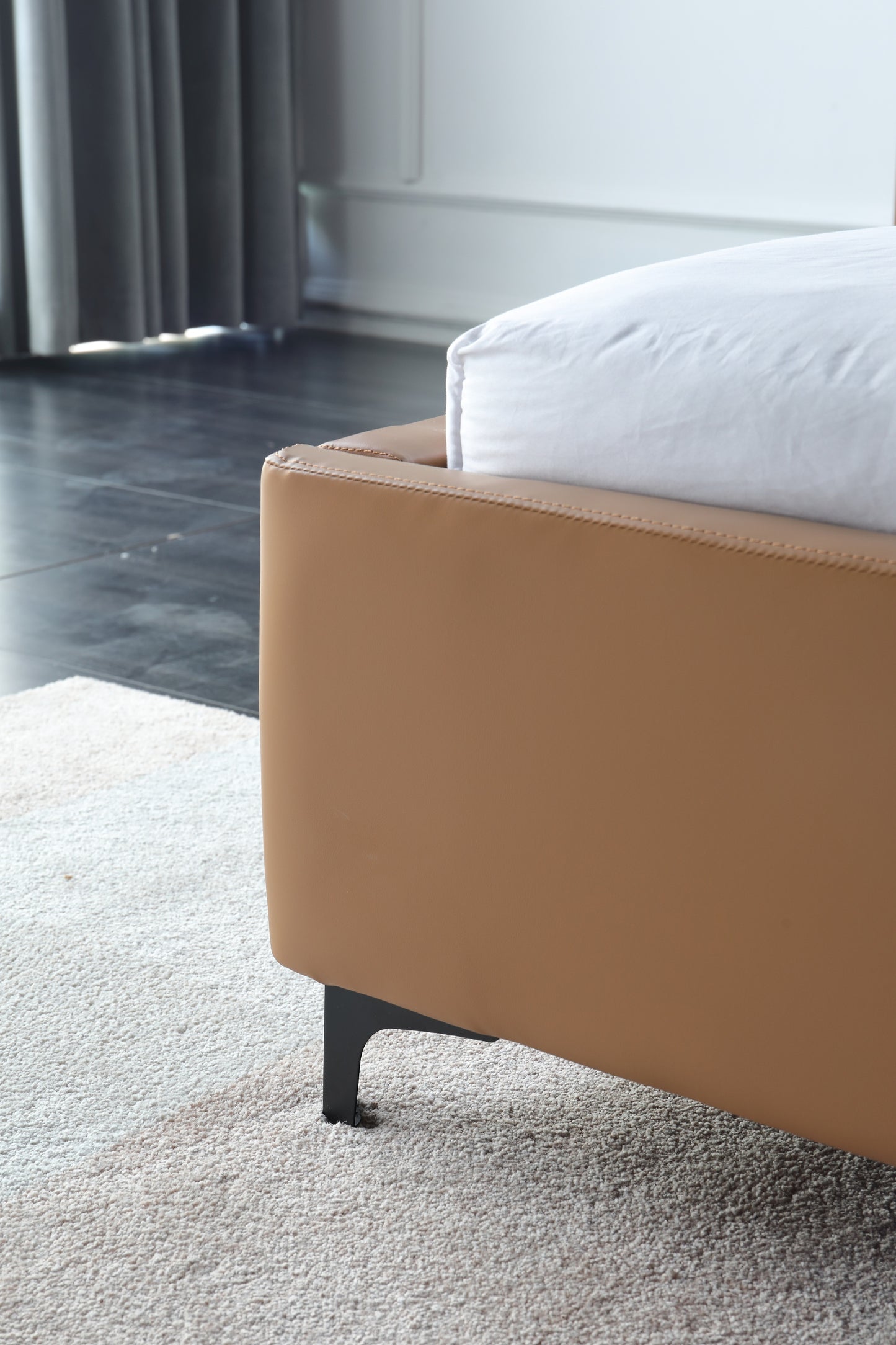 ALESSANDRO luxurious Leather Bed Frame King & Queen Size / Carbon steel legs 0034