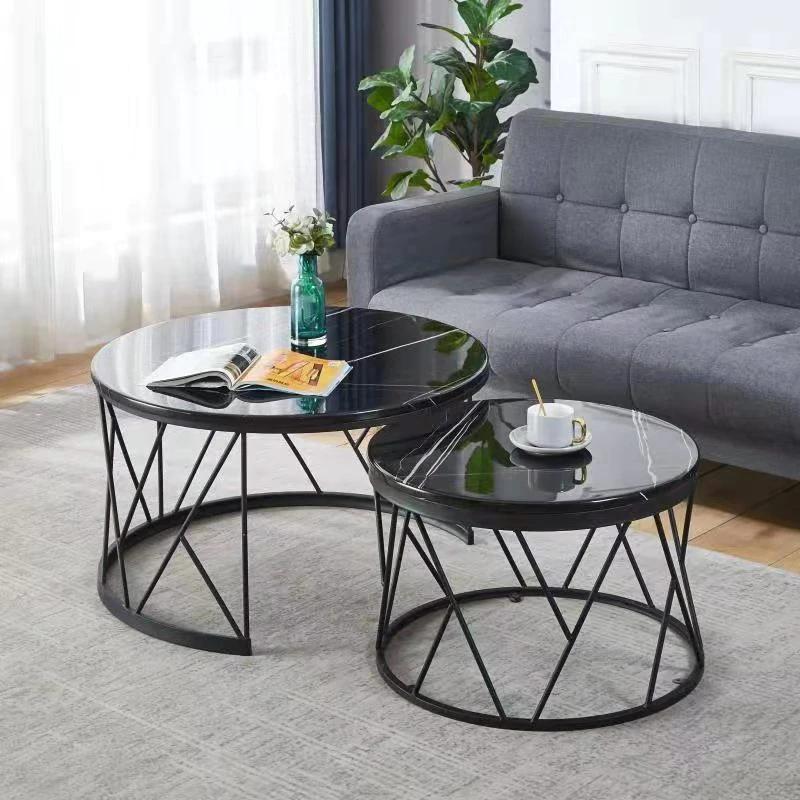 GLORIA Mordern /Nesting/ Marble Coffee Table Set (Black base)