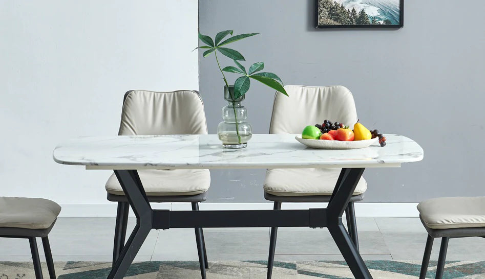 Katherine White Round Corner Marble Dining Table 1.5M 1.8M
