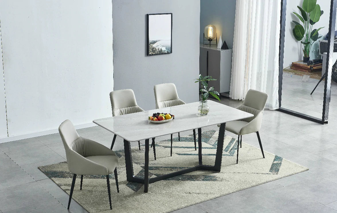 Barley Grey Rectangular marble dining table