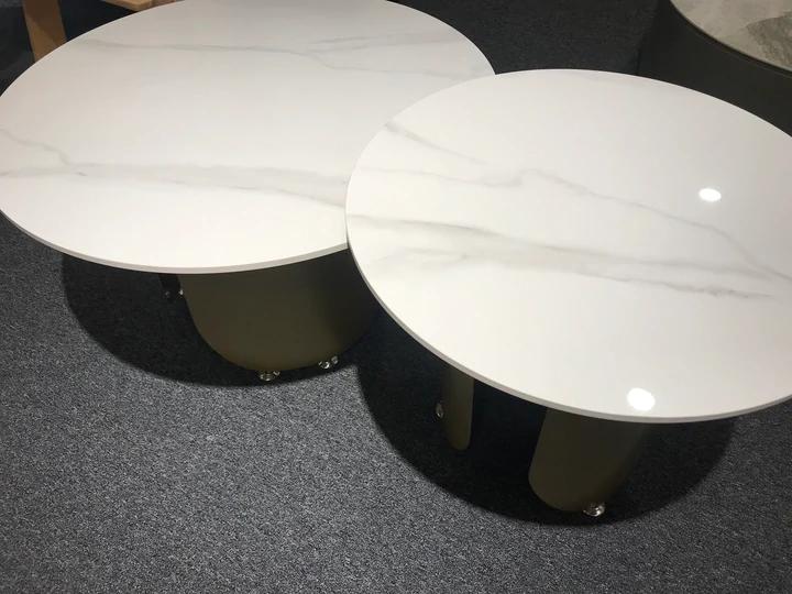 Tiara 2-piece/ Nesting Coffee Table/Sintered Stone Table Top/Golden powder-coated steel legs