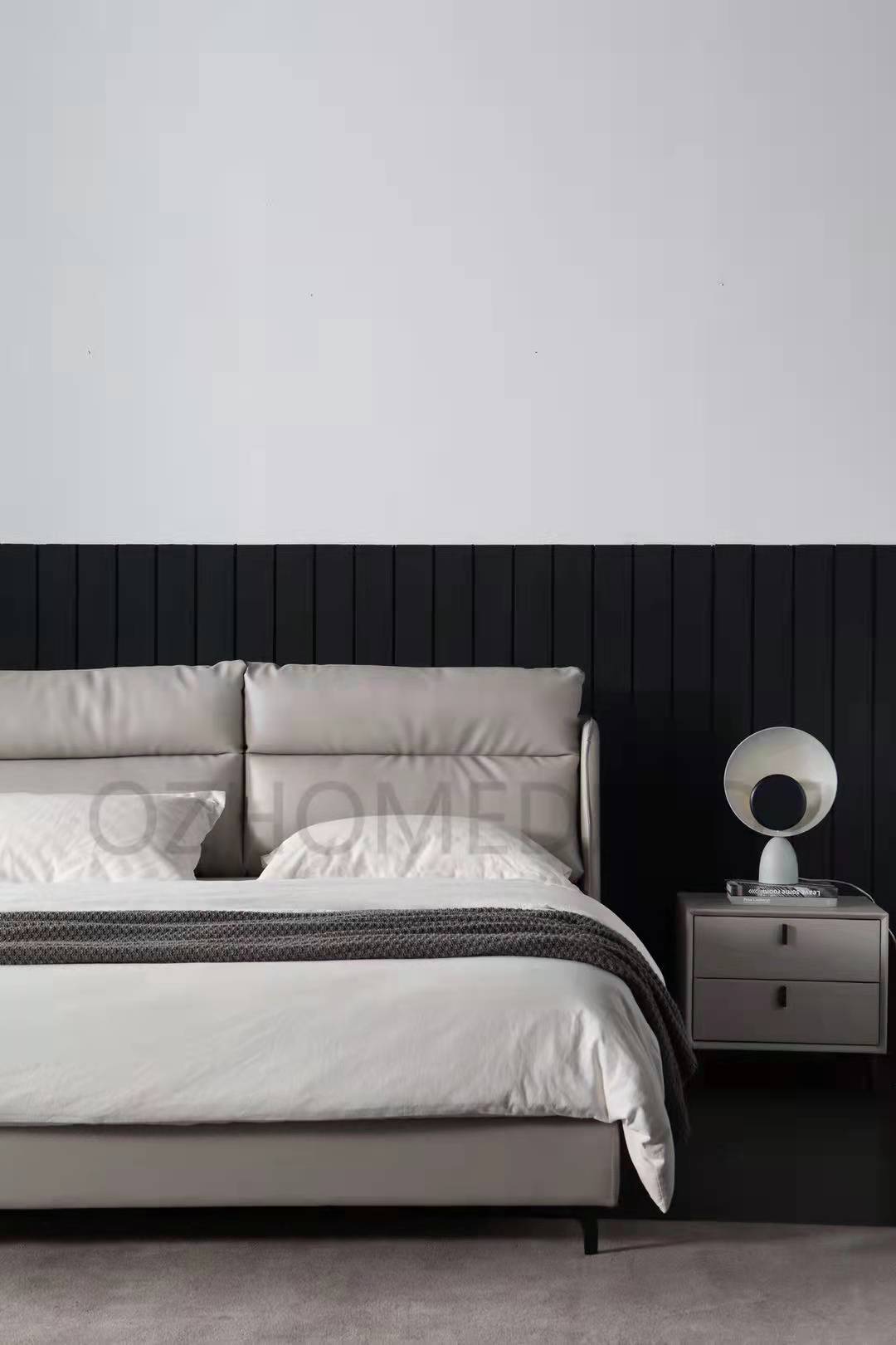 TEMREN Luxurious Leather Bed Frame Queen/ King/ Carbon Steel Legs 0032