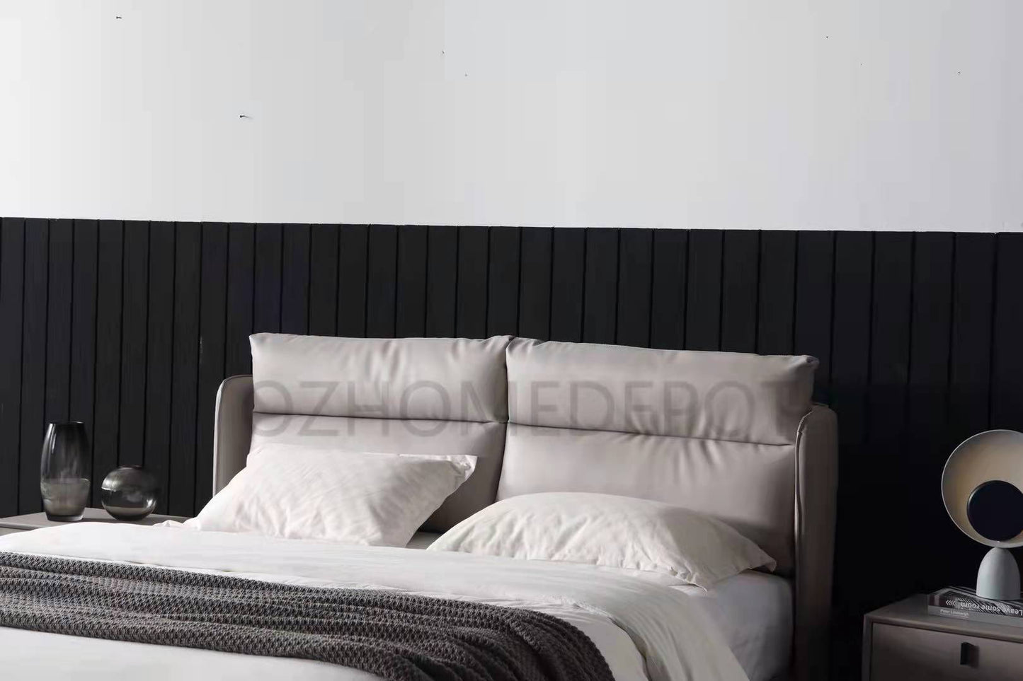 TEMREN Luxurious Leather Bed Frame Queen/ King/ Carbon Steel Legs 0032