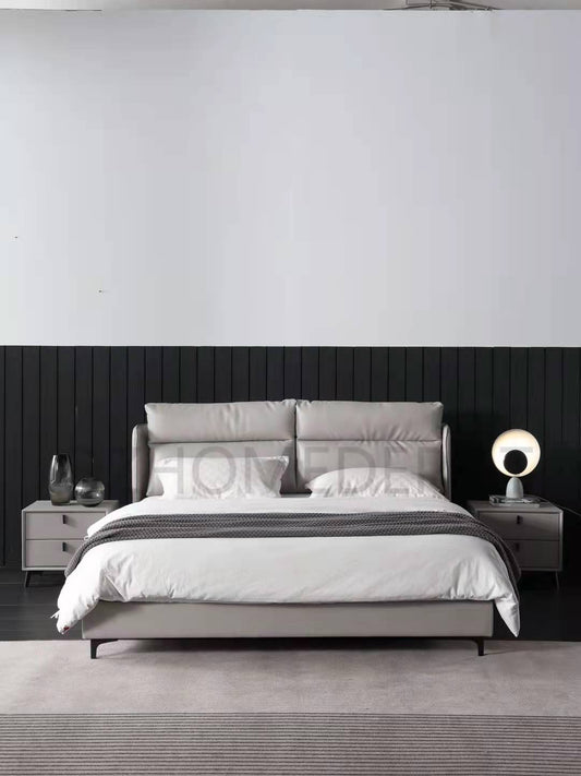TEMREN Luxurious Leather Bed Frame Queen/ King/ Carbon Steel Legs 0032