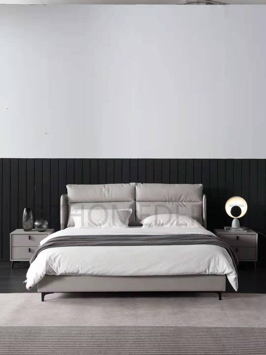 TEMREN Luxurious Leather Bed Frame Queen/ King/ Carbon Steel Legs