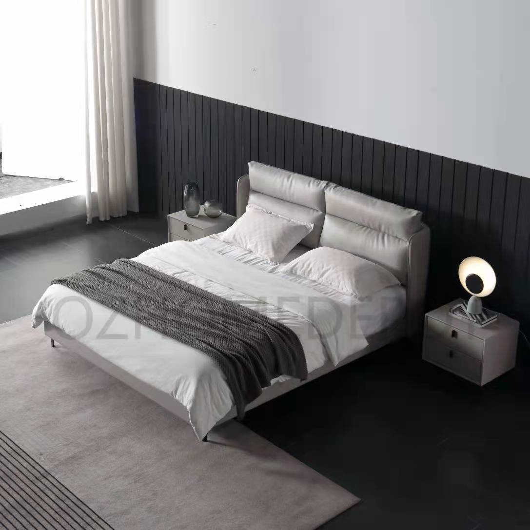 TEMREN Luxurious Leather Bed Frame Queen/ King/ Carbon Steel Legs 0032