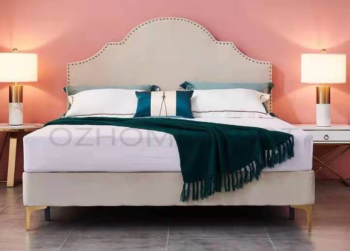 AQUA Velvet Upholstered Bed Frame Queen Size