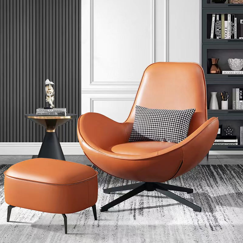 Dario Luxury Egg Shell Leather Armchair/Lounge Chair/Single Sofa