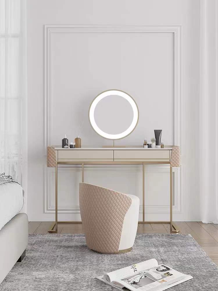 TRAGO Sintered Stone Top Vanity Set with Stool and Mirror | Ceramic | Dressing Table | LED Mirror