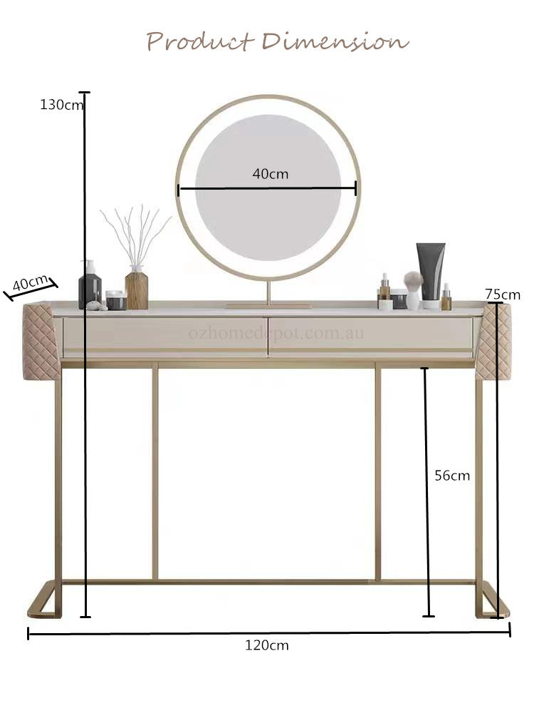 TRAGO Sintered Stone Top Vanity Set with Stool and Mirror | Ceramic | Dressing Table | LED Mirror