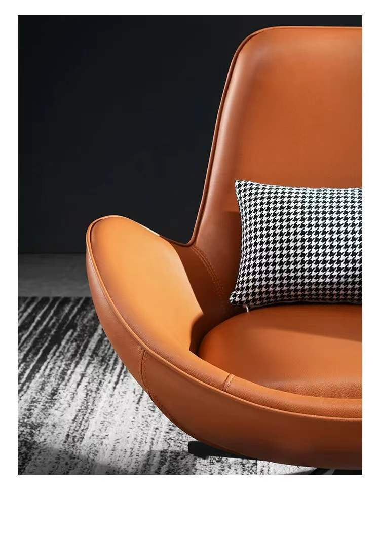 Dario Luxury Egg Shell Leather Armchair/Lounge Chair/Single Sofa