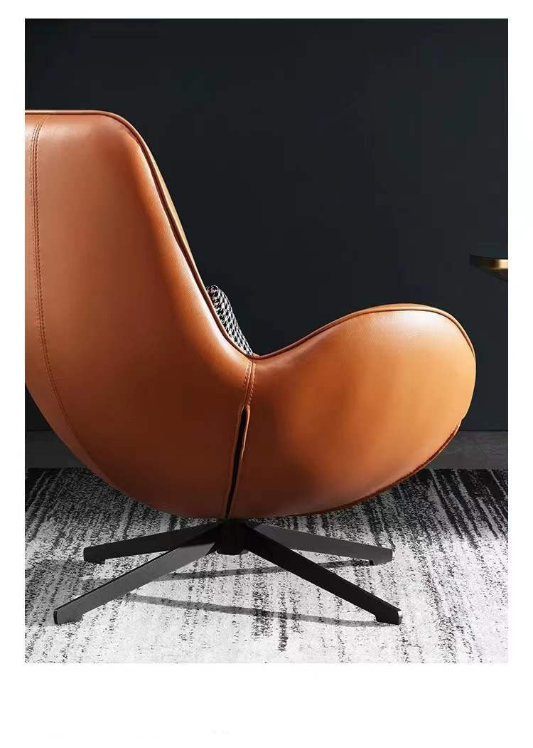 Dario Luxury Egg Shell Leather Armchair/Lounge Chair/Single Sofa