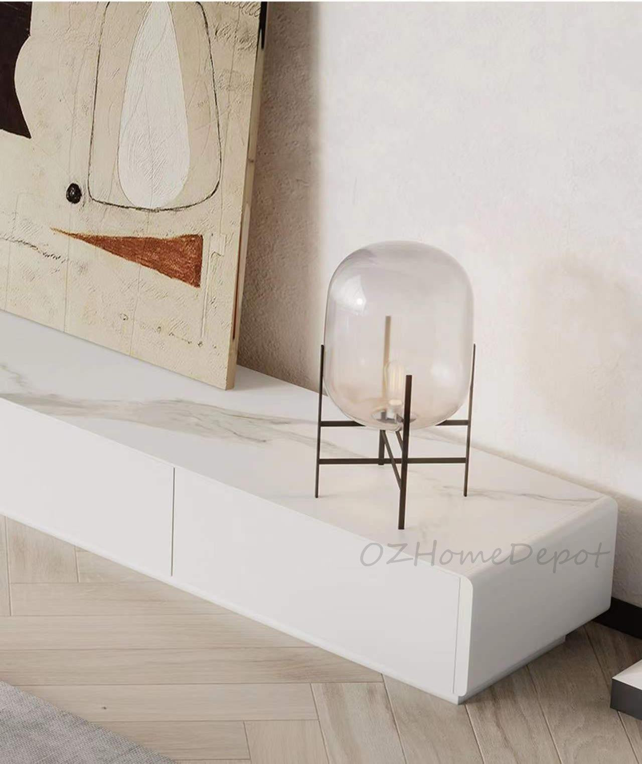 LUCIA TV Stand White Sintered Stone Top Entertainment Unit/Mordern/TV Unit/Steel