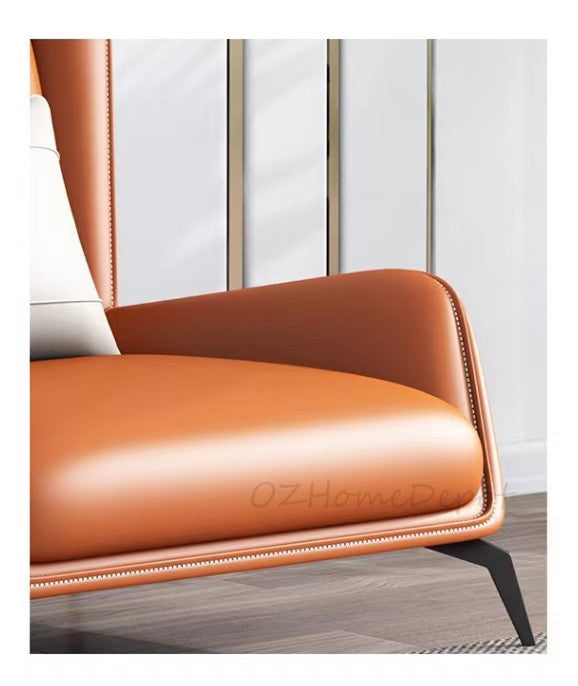 Dion Luxury Snail Leather Armchair with ottoman set |Lounge Chair | Single Sofa | Sleeper Chair