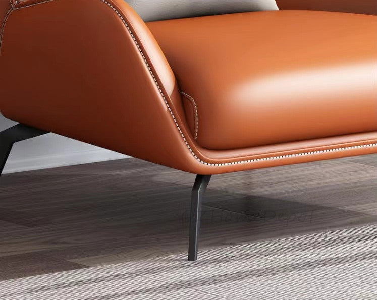 Dion Luxury Snail Leather Armchair with ottoman set |Lounge Chair | Single Sofa | Sleeper Chair