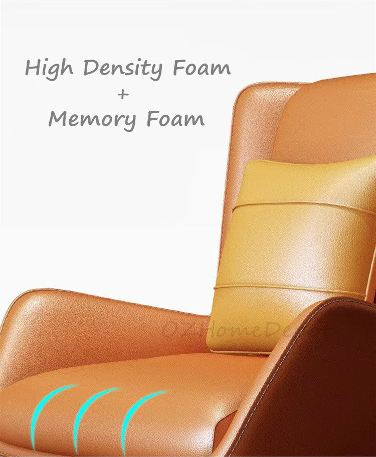 Dion Luxury Snail Leather Armchair with ottoman set |Lounge Chair | Single Sofa | Sleeper Chair