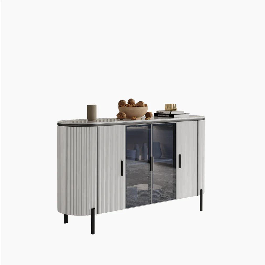Dracone Buffet Sideboard Cabinet/ Cultured Marble Top/wood/Solid Timber/Black