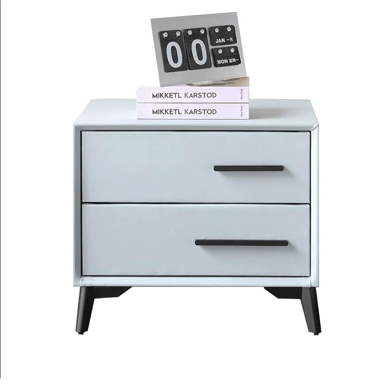 TOBIAS Luxurious Leather Bedside Table/Modern Light Blue/Nightstand 4033