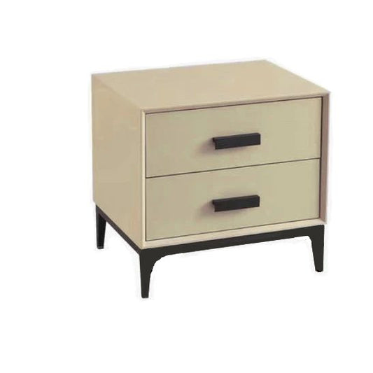 REMY Luxurious Leather Bedside Table/Timber frame/Modern light beige colour