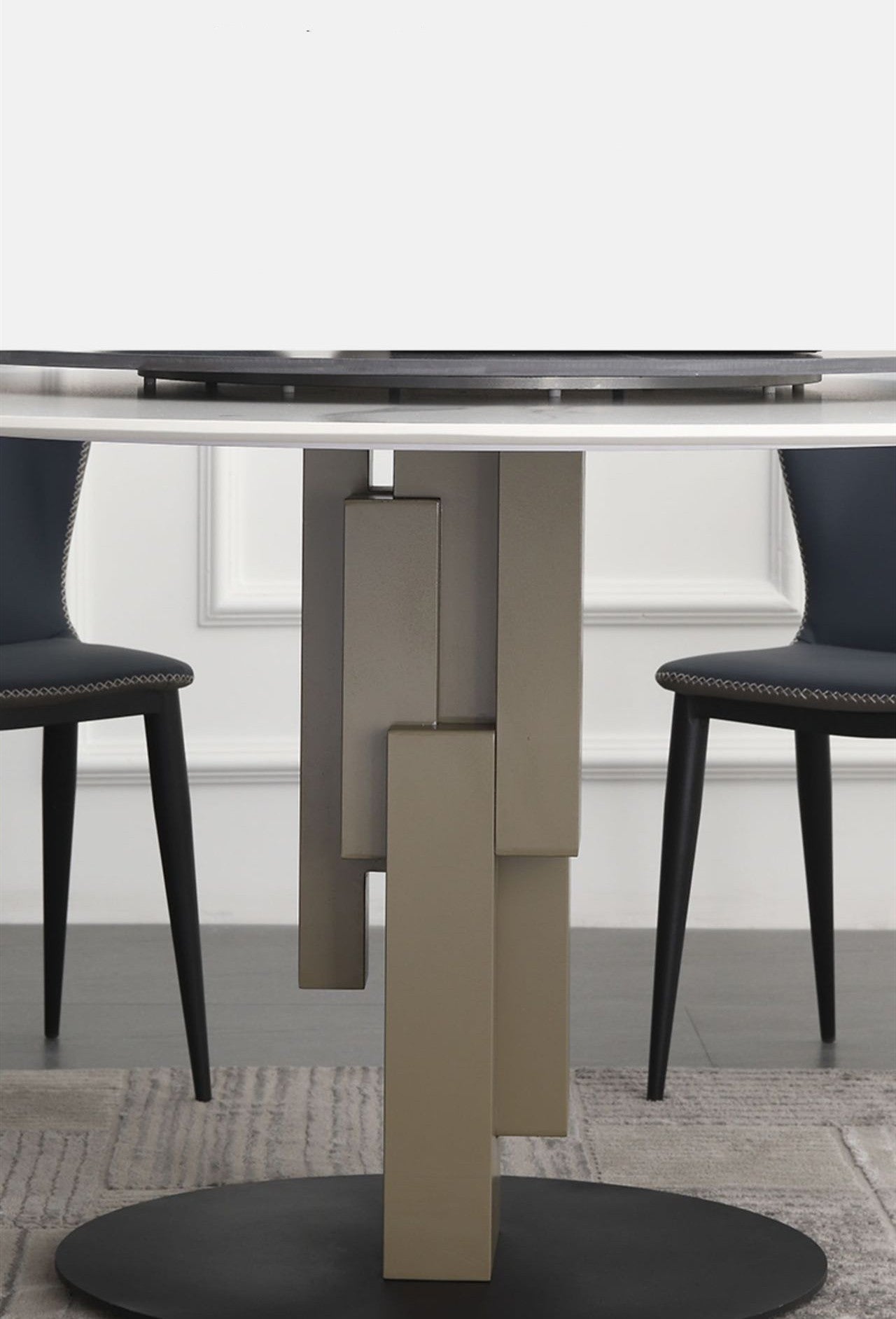 Hard Rock Sintered Stone Round Dining Table with Lazy Susan / Ceramic /1m 1.2m 1.35m