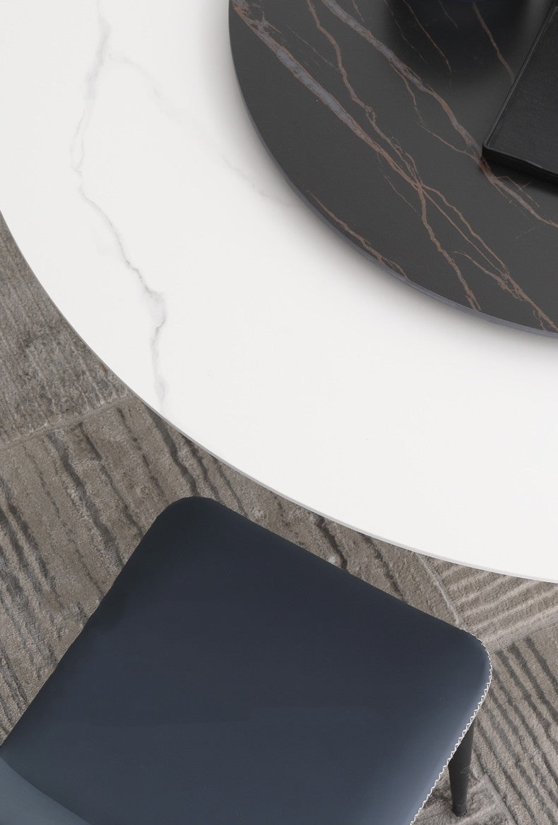 Hard Rock Sintered Stone Round Dining Table with Lazy Susan / Ceramic /1m 1.2m 1.35m